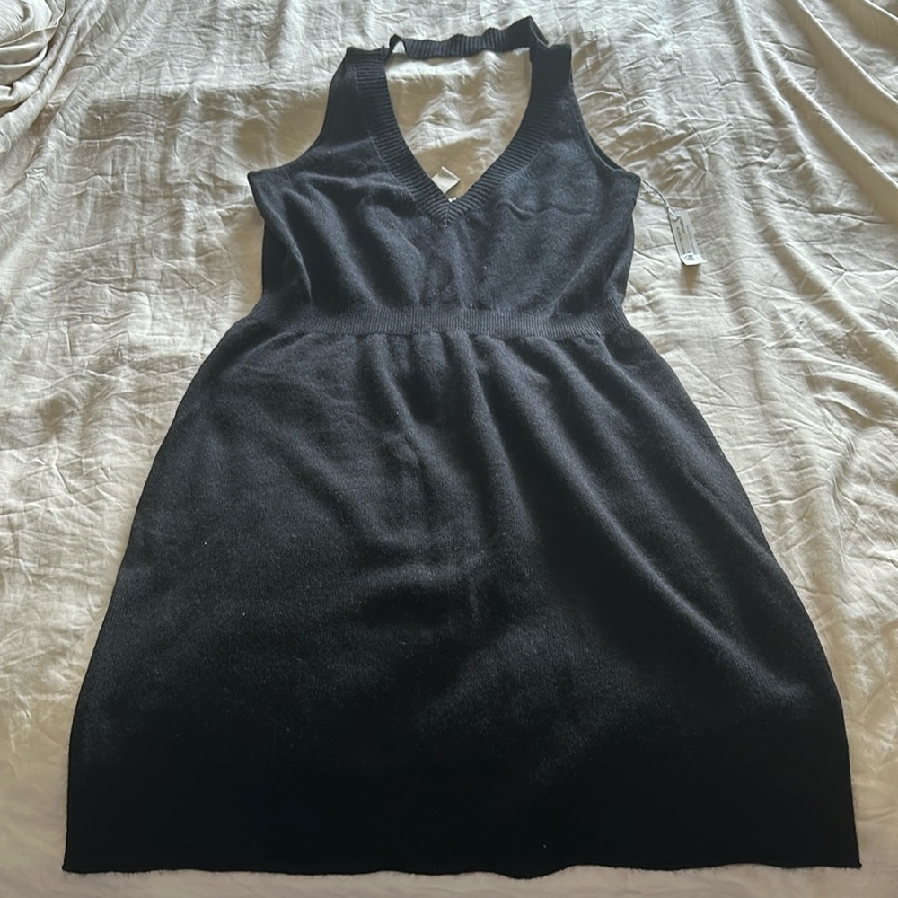 White + Warren Silk and Cashmere Halter Dress